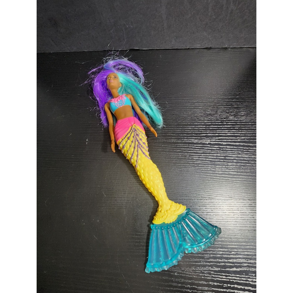 Barbie Mermaid Doll 2019 Purple Teal Hair Yellow Blue‎ Tail - Picture 2 of 7